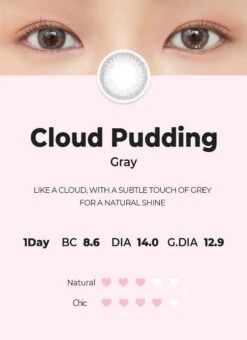 Chuu Cloud Pudding Grey (10pk) -Lens World Shop Cloud Pudding gray detail model