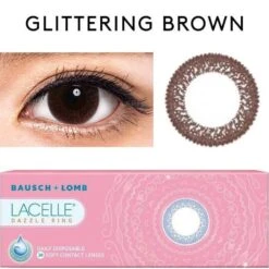 Bausch & Lomb Lacelle Dazzle Ring Glittering Brown (30pk) -Lens World Shop bausch lomb lacelle glittering brown circle lenses
