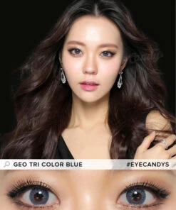 GEO Tri-Color Blue -Lens World Shop geo cm904 tri color blue color contact lens model 2