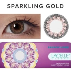 Bausch & Lomb Lacelle Colors Sparkling Gold (30pk) -Lens World Shop lacelle colors sparkling gold color contact lens