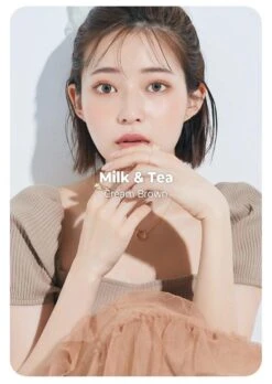 Chuu Milk & Tea Cream Brown -Lens World Shop milkteacreambrown details 02 model